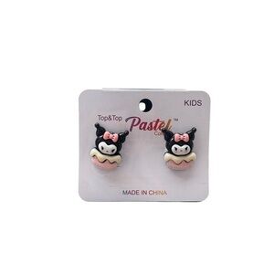 3/$25 Pastel Collection x Sanrio Girl's Pink & Black Kuromi Clip On Earrings